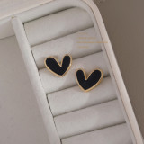 1 par de pendientes de esmalte de cobre con forma de corazón a la moda