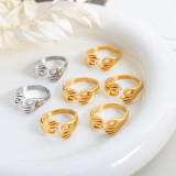 Anillos abiertos chapados en oro Titanium del chapado en oro 18K del gesto simple del estilo