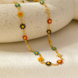 1 pieza Collar de pulseras de mujer chapado en cobre con flor pastoral