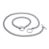 Conjunto de pulsera y collar de diamantes con cadena gruesa de acero inoxidable, joyería al por mayor