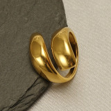 Anillos chapados en oro de 18 quilates con revestimiento de acero inoxidable de color sólido de estilo simple retro
