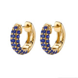 Clásicos de la moda europea y americana Tipo C Lujo Clip de oreja de diamante completo Clip de oreja circular Color geométrico Pendientes de anillo ancho de uñas densas