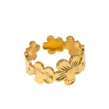 Anillos abiertos de acero inoxidable con flores de viaje