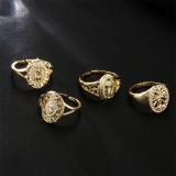 Gran oferta de Europa y América, nuevo anillo abierto de oro chapado en cobre, joyería religiosa, Virgen María