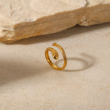Anillo abierto geométrico de serpiente de acero inoxidable de oro de 18 quilates simple de moda