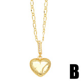 Collar chapado en oro de 18 quilates con incrustaciones de cobre y sirena en forma de corazón de estilo IG