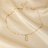 Lujoso collar chapado en oro de 14 quilates con incrustaciones de cobre y gotas de agua con letras brillantes