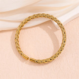 Pulseras de puño plateadas oro hechas a mano del acero inoxidable 18K de la raya del color sólido en bulto