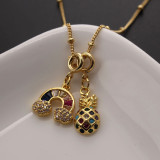 Collar con colgante chapado en oro con incrustaciones de cobre y forma de corazón de estrella arcoíris informal estilo IG