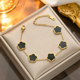 Collar de pulseras chapado en oro de 18 quilates de acero inoxidable con estrella de estilo simple estilo vintage
