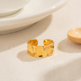 Anillo abierto chapado en oro de 18 quilates de acero inoxidable de color sólido irregular de estilo simple de estilo IG a granel