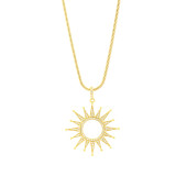 Collar colgante de Zircon plateado oro brillante del sol del estilo simple del cobre 18K a granel