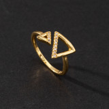 1 pieza de anillo abierto de perlas artificiales de circón con incrustaciones de cobre con forma de corazón y letras a la moda