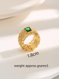 Lujosos anillos abiertos chapados en oro de 18K con incrustaciones fruncidas y revestimiento de cobre con gotas de agua de hojas de estilo francés