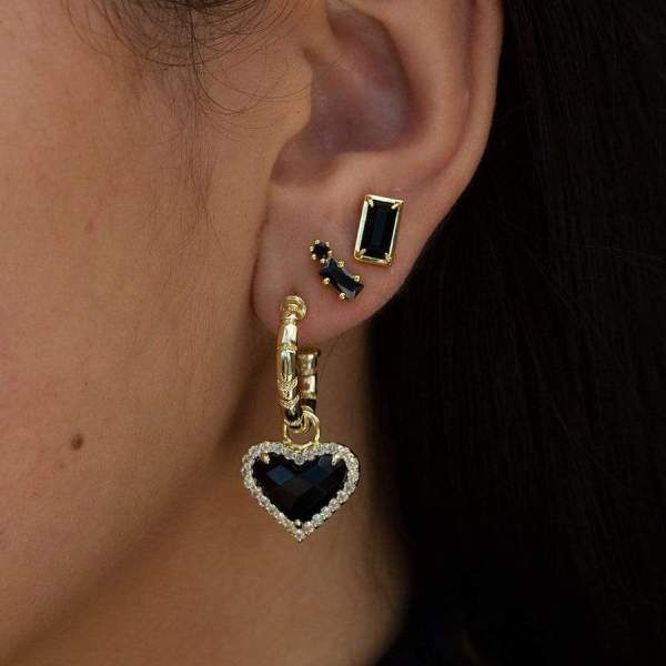 Pendientes de mujer Estilo europeo y americano Personalidad Gotas para los oídos en forma de corazón Adorno de moda Ins transfronterizo Pendientes de corazón de amor negro