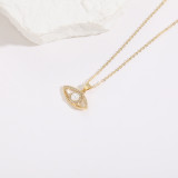 1 pieza de moda Cruz ojo del diablo forma de corazón chapado en cobre incrustaciones perlas artificiales collar con colgante de circón