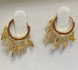Pendientes de circonio de cobre con colgante de estrella de cinco puntas de estilo europeo y americano
