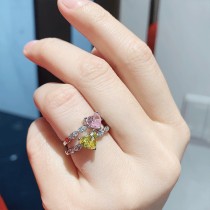 Anillos de diamantes de imitación chapados en oro y cobre con forma de corazón retro 1 pieza