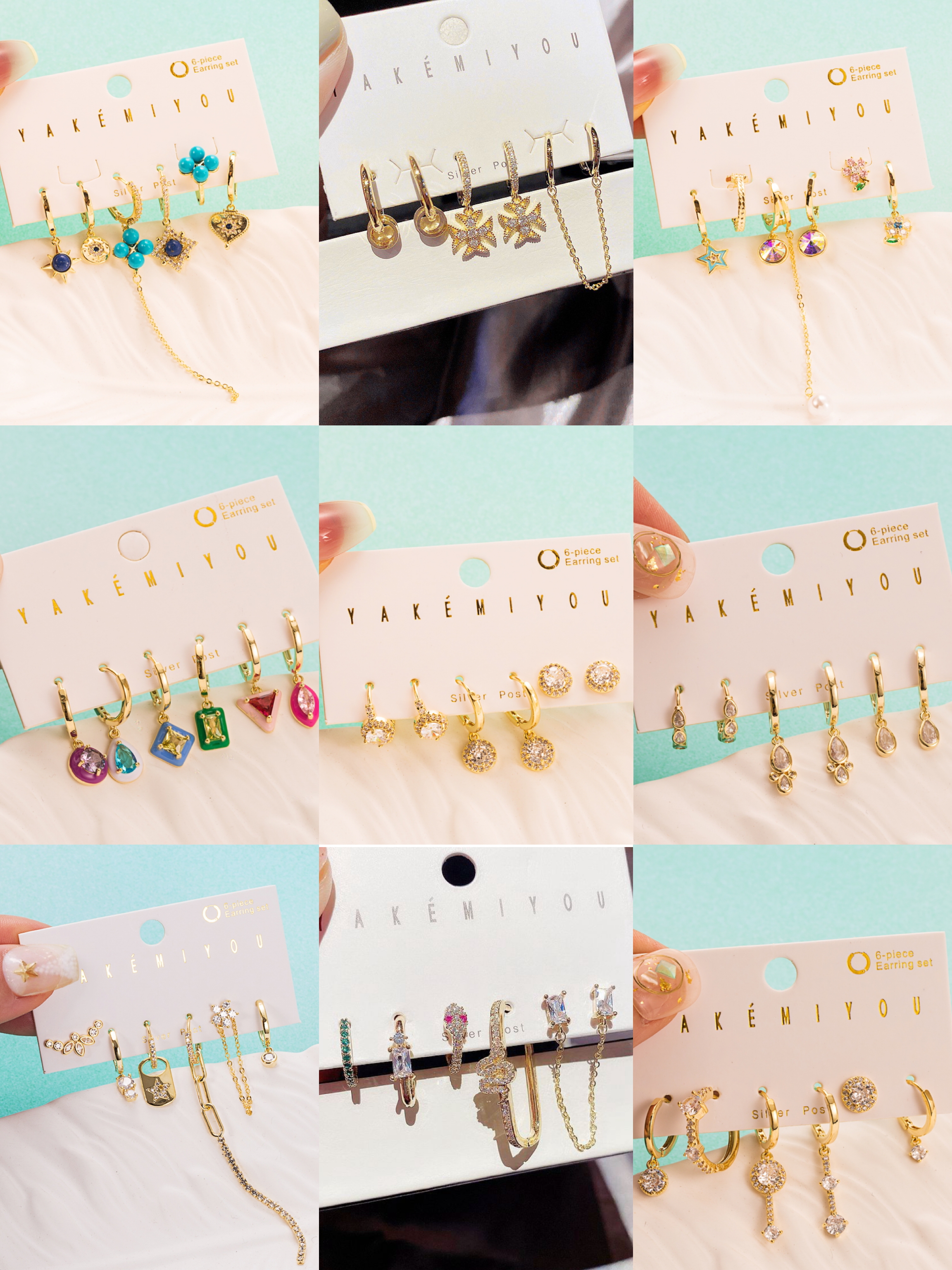 Pendientes colgantes chapados en oro de 14 quilates con circonita asimétrica de cobre rectangular con gotas de agua triangulares de estilo simple