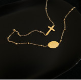Collar Chapado En Oro De Patchwork De Acero De Titanio Cruz De Moda 1 Pieza