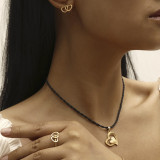 Collar de pendientes de mujer chapado en oro de 18 quilates con incrustaciones de cobre y diamantes de imitación con forma de corazón brillante para mujer de lujo