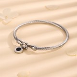 Brazalete de acero titanio con números romanos de estilo simple elegante a granel