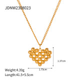 Collar con colgante chapado en oro de 18 quilates de acero inoxidable con forma de corazón de estilo Simple estilo IG