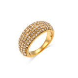Anillos redondos de circón con incrustaciones de acero inoxidable de moda