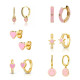 Pendientes Ins Wind Pink Pendientes Love Stars Goteando Aceite Conjunto
