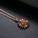 Collar pendiente del Zircon del cobre de la flor brillante del estilo simple a granel