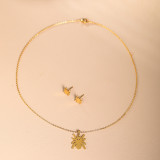 Conjunto de joyería chapado en oro de 18 quilates con revestimiento de acero inoxidable y araña de estilo simple y moderno informal