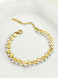 Pulseras chapadas en oro con cuentas de perlas artificiales de acero inoxidable con hoja de Ginkgo elegante