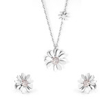 Estilo simple Flor Acero inoxidable Incrustación Circón Pendientes Collar 1 Juego