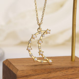 Collar con colgante de circón y perlas artificiales chapado en oro de 18 quilates, estilo Simple, Luna, libélula, cobre, a granel