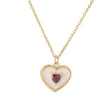 Collar con colgante chapado en oro con incrustaciones de cobre y forma de corazón de estilo Simple IG