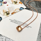 Collar chapado en oro blanco con cristal de incrustación de cobre cuadrado de estilo simple