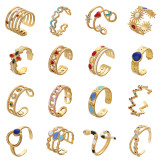 Anillo Abierto Geométrico De Moda Chapado En Acero Inoxidable