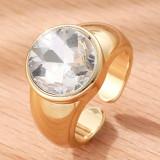 Anillo Abierto De Circonita Con Chapado De Cobre Redondo De Moda