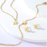Conjunto de collar y pulsera con pendientes de circonita en oro de 18 quilates galvanizado de acero inoxidable con estrella de moda
