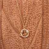 Nuevo collar de cadena para clavícula con colgante de planeta y universo a la moda de diamantes para mujer al por mayor