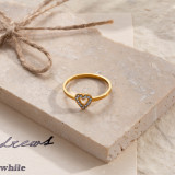 Anillos de diamantes de imitación chapados en oro de 18 quilates de acero inoxidable con forma de corazón infinito en forma de V informal a granel