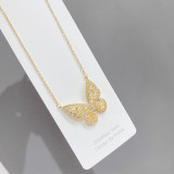 Collar de cobre de mariposa de lujo, collares de cobre con circonita chapada en oro, 1 pieza