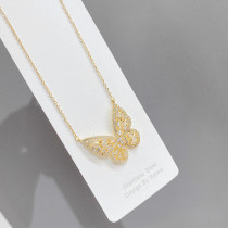 Collar de cobre de mariposa de lujo, collares de cobre con circonita chapada en oro, 1 pieza