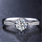 Anillos de diamantes artificiales con incrustaciones de cobre redondos de moda 1 pieza