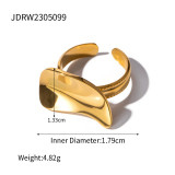 Anillos abiertos chapados en oro de 18 quilates con revestimiento de acero inoxidable de color sólido de estilo simple de IG