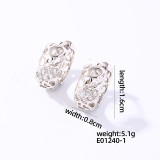 1 par de pendientes chapados en oro blanco con incrustaciones de cobre y circonita redonda brillante y dulce informal