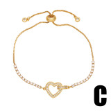 Pulseras chapadas en oro de 18 quilates con incrustaciones de cobre y forma de corazón redondas de estilo simple a la moda