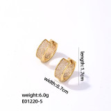 Pendientes chapados en oro con incrustaciones redondas geométricas de estilo coreano, estilo Simple básico, 1 par