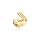 Venta al por mayor, nueva joyería chapada en oro de cobre del anillo abierto del alfabeto de 18K