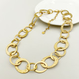 Collar chapado en oro con revestimiento de acero inoxidable con estampado de cadenas de estilo simple